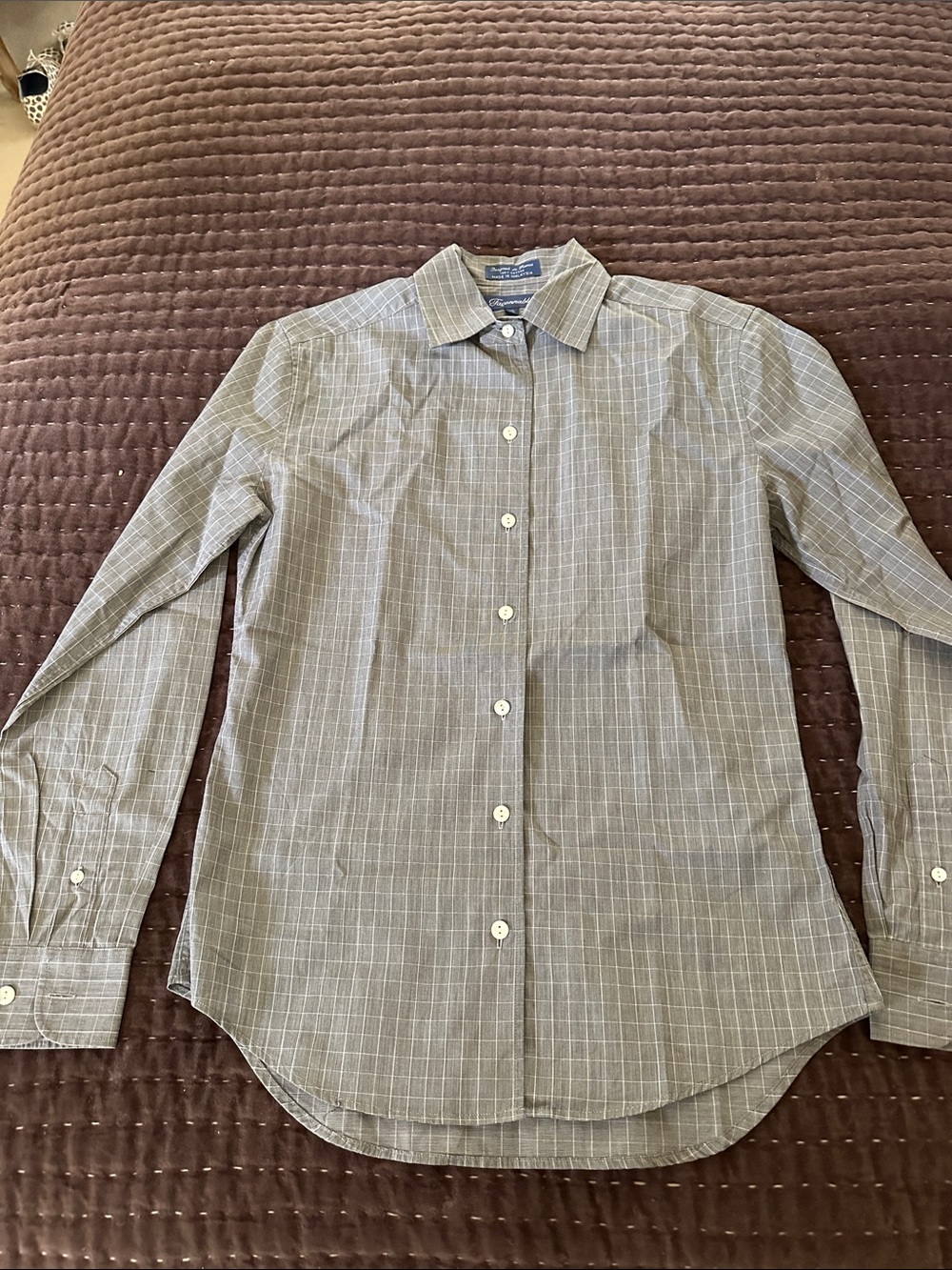 Faconnable Gray Windowpane Dress Shirt